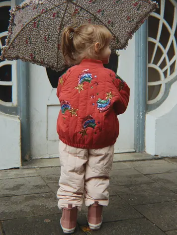 Konges Sløjd JUNO SEQUIN RAINBOW BOMBER JACKET- cardinal
