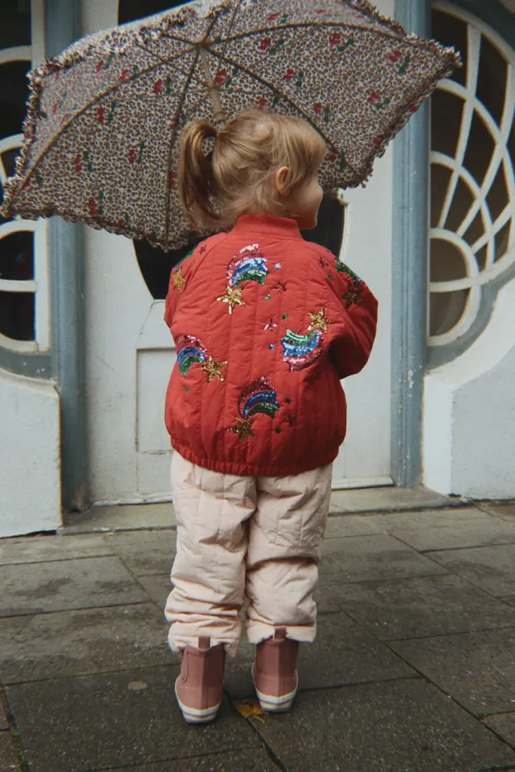 Konges Sløjd JUNO SEQUIN RAINBOW BOMBER JACKET- cardinal