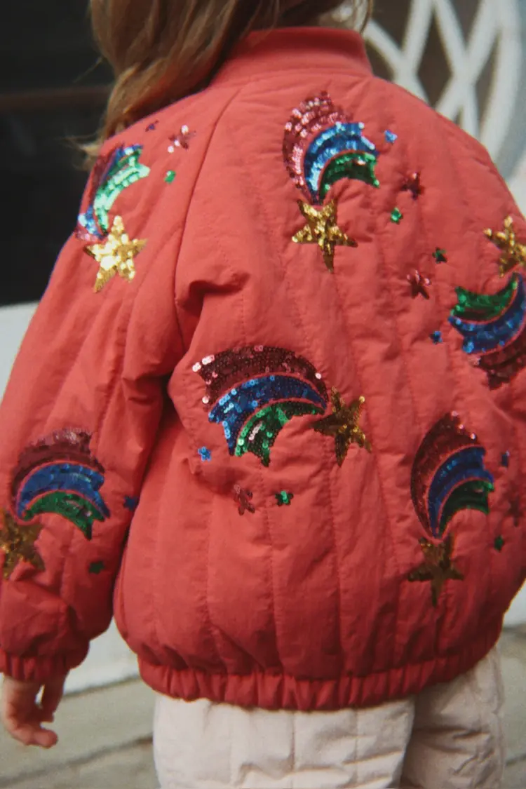 Konges Sløjd JUNO SEQUIN RAINBOW BOMBER JACKET- cardinal