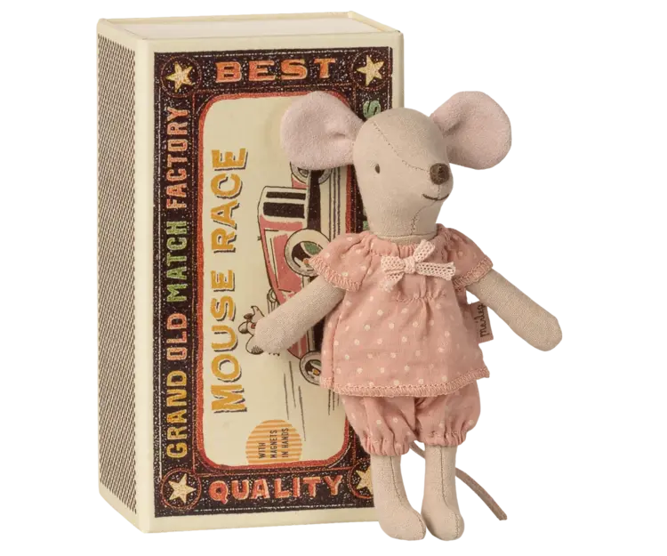 Maileg Big Sister Mouse in Matchbox - POLKA DOT PJ