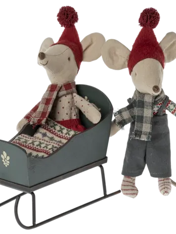 Maileg Sleigh, Mouse - GREEN