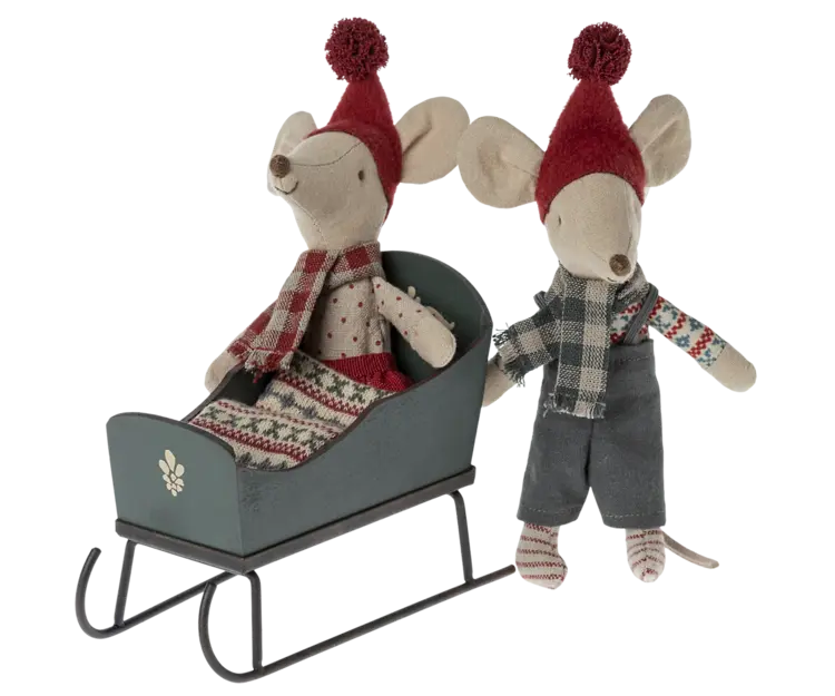 Maileg Sleigh, Mouse - GREEN