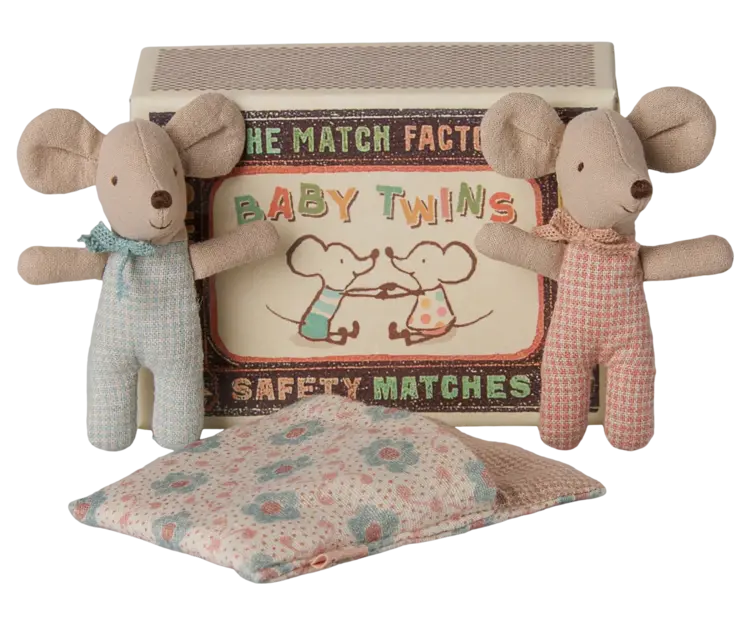 Maileg Twins, Baby Mice in Matchbox - CHECK