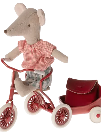 Maileg Tricycle Mouse, Big Sister with Bag - RED