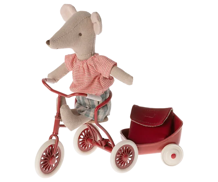 Maileg  Tricycle Mouse, Big Sister with Bag - RED