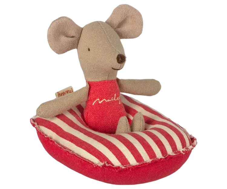 Maileg Rubber Boat, Small Mouse - RED STRIPE