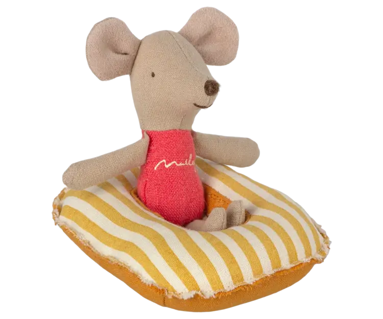 Maileg Rubber Boat, Small Mouse - YELLOW STRIPE