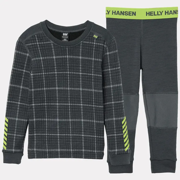 Helly Hansen Kids' Graphic LIFA® Merino Wool Base Layer Set- Thunder Grey