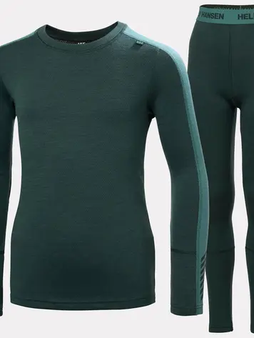 Helly Hansen Juniors' LIFA® Merino Midweight Base Layer Set- Dark Jungle