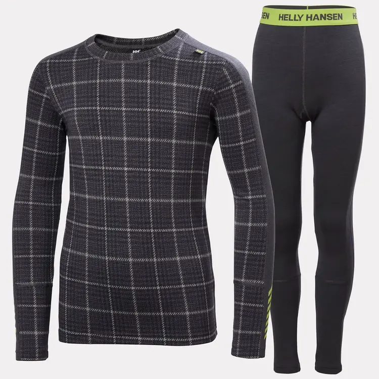 Helly Hansen Juniors' Graphic LIFA® Merino Base Layer Set- Thunder Grey