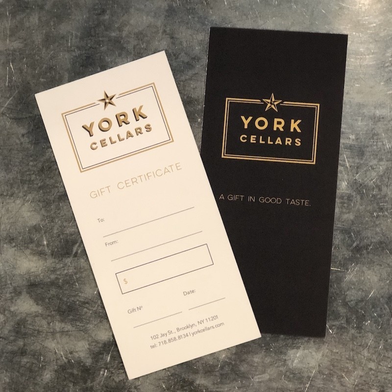 Give the York Cellars Gift Card 10 Increments York Cellars