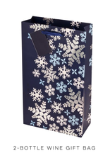 Blue Snowflake 2-Bottle Wine Gift Bag