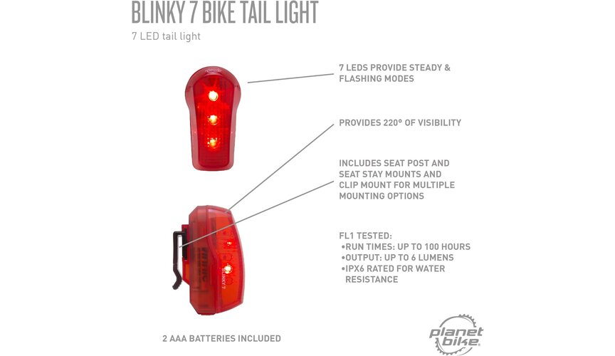 Planet Bike Blinky 7 LED Taillight: Red/Black