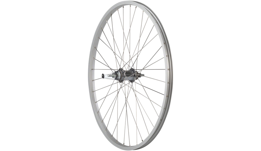 Quality Wheels Value Single Wall Series Coaster Brake Rear Wheel - 26", 3/8" x 124mm, Coaster Brake, 3 Prong Cog, Silver