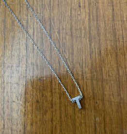 T INITIAL SILVER BLOCK NECKLAC