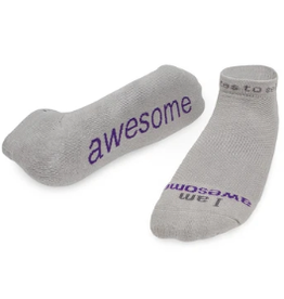 Low Cut Socks I Am Awesome Grey/Purple Medium
