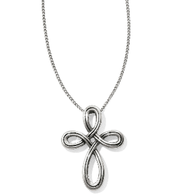 BRIGHTON Interlok Petite Cross Necklace Silver