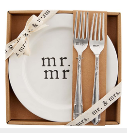 MUDPIE Mr & Mrs Cake Plate Set