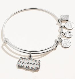 ALEX AND ANI Charm Bangle Friends Holiday Logo in Shiny Silver