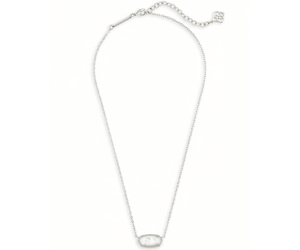 Elisa Silver Short Pendant Necklace In Ivory Mother-Of-Pearl