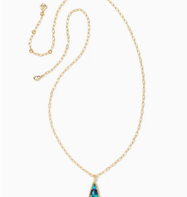 KENDRA SCOTT Payton Necklace Long Pendant Gold Bronze Lapis Turquoise