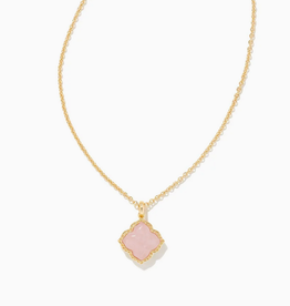 KENDRA SCOTT Mallory Pendant Necklace Gold Rose Quartz