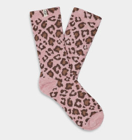 UGG® Leslie Graphic Crew Sock Clay Pink Leopard