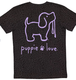 PUPPIE LOVE/MD-BRAND Black Leopard Logo Pup Fine Jersey Tee