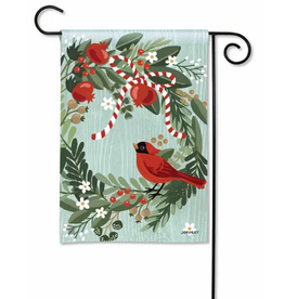 Holiday Garden Flag Cardinal Wreath