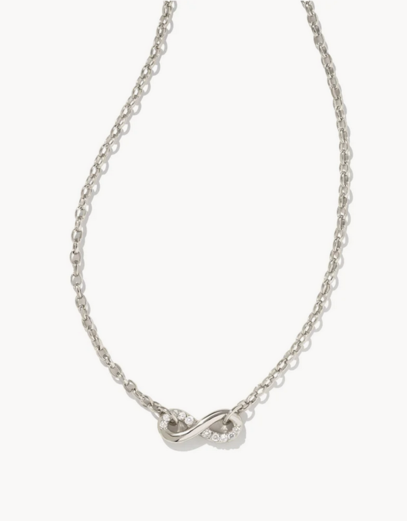 KENDRA SCOTT Annie Infinity Pendant Necklace Rhodium White Crystal