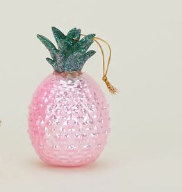 CODY FOSTER AND CO. Pink Pineapple Glass Ornament
