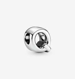 PANDORA Letter Q charm in sterling silver with heart pattern one size-FINAL SALE