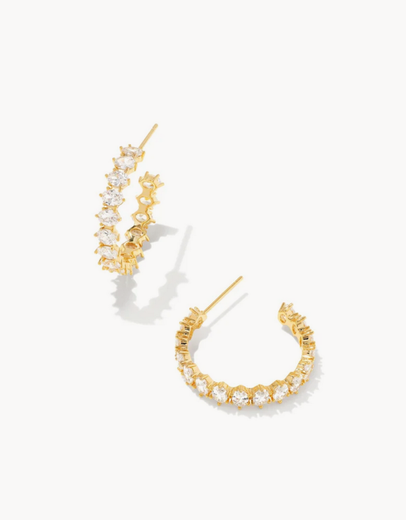 KENDRA SCOTT Calin Crystal Hoop Earrings Gold Metal White