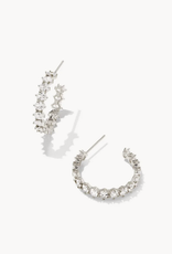 KENDRA SCOTT Calin Crystal Hoop Earrings Rhodium Metal White