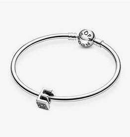 PANDORA Letter E charm in sterling silver with heart pattern- FINAL SALE