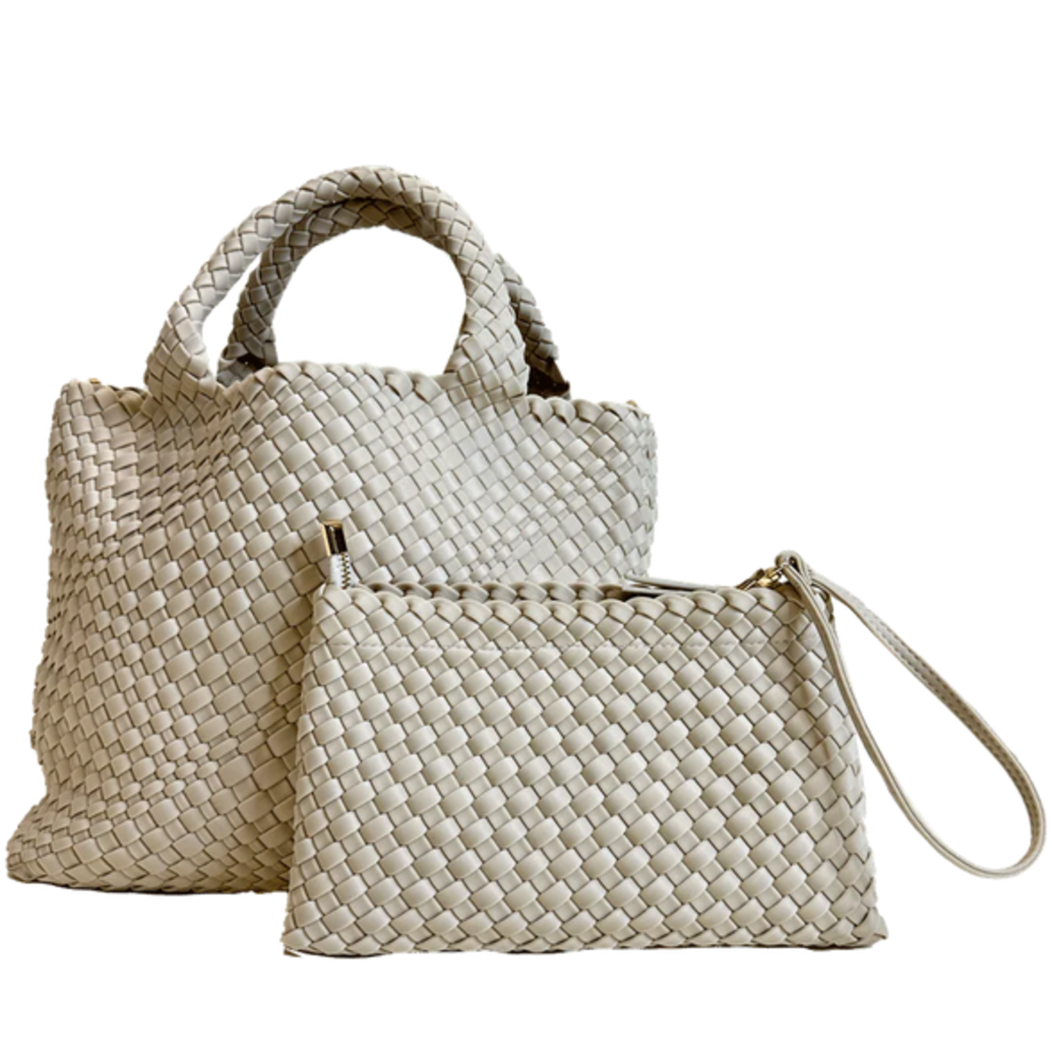 Large woven tote bag - Silver