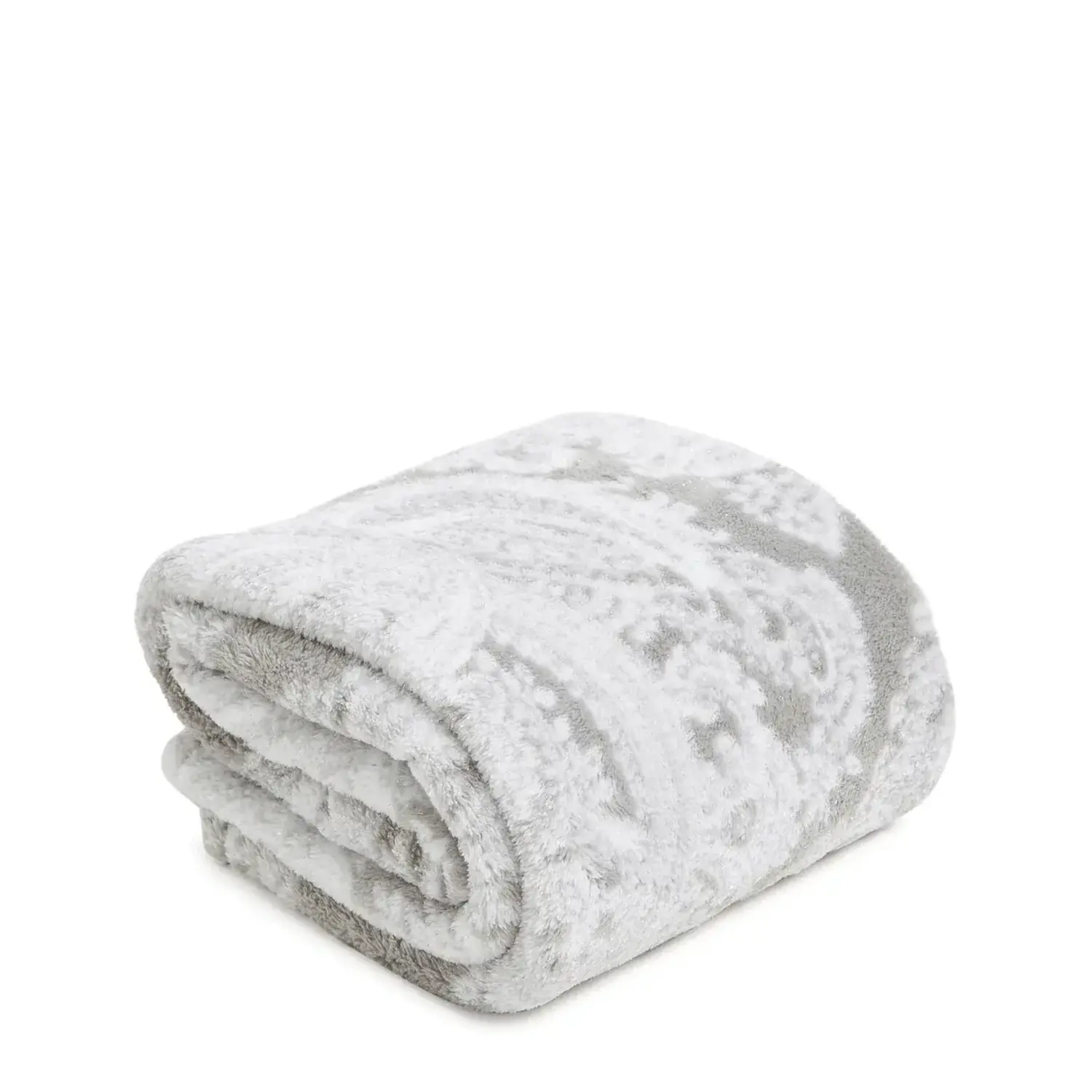 VERA BRADLEY Plush Shimmer Throw Blanket Cloud Gray Paisley