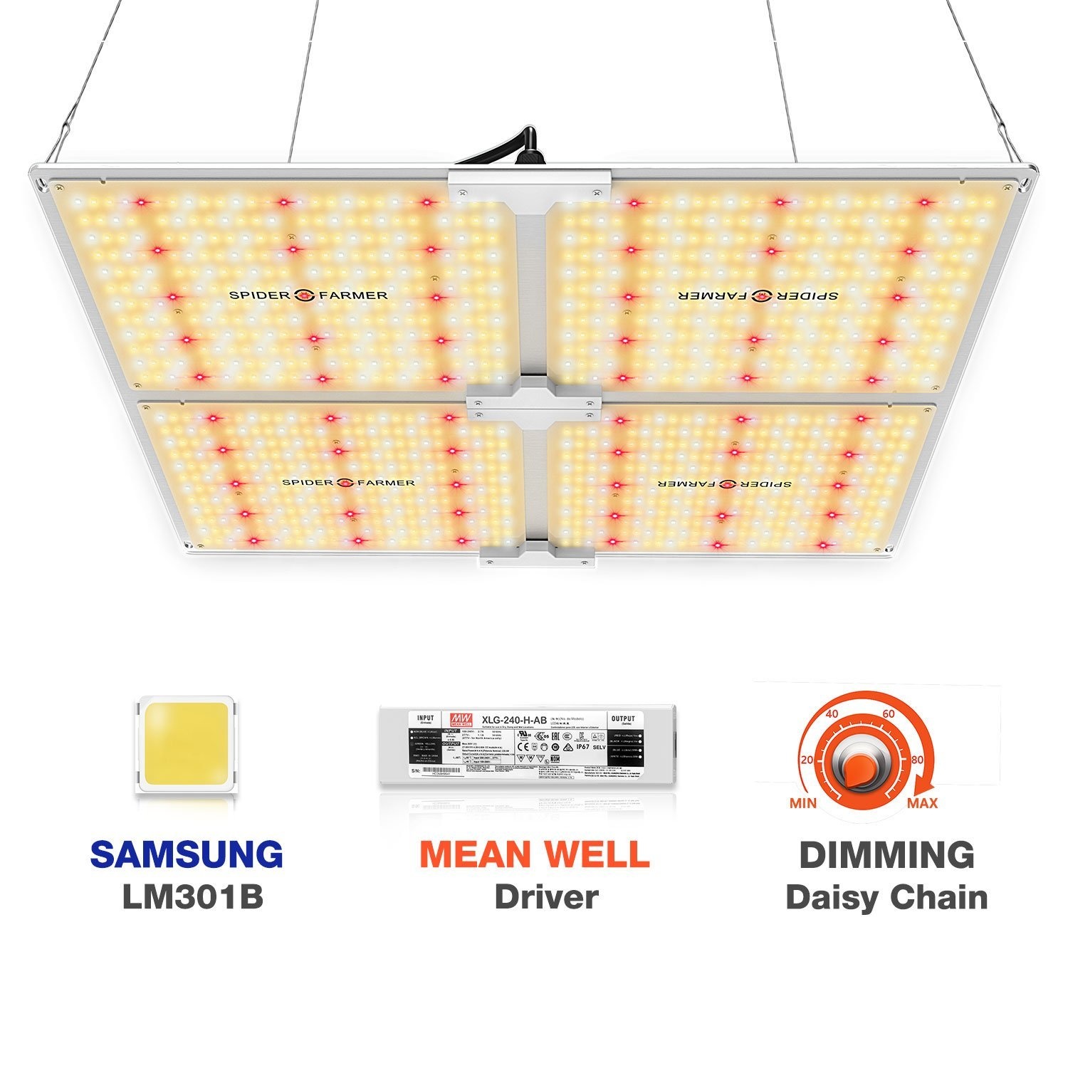 Spider Farmer SF4000 LED Grow Light With Dimmer Knob 2021 New Version QB