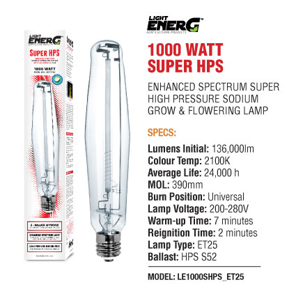 Light EnerG ET25/T15/ET18 Super HPS Lamp