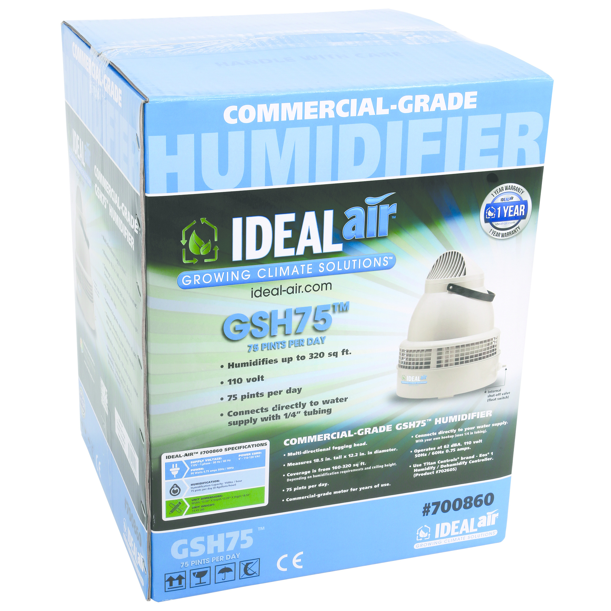 HUMIDIFIER Ideal Air GSH75 (75 pint per day) 110v
