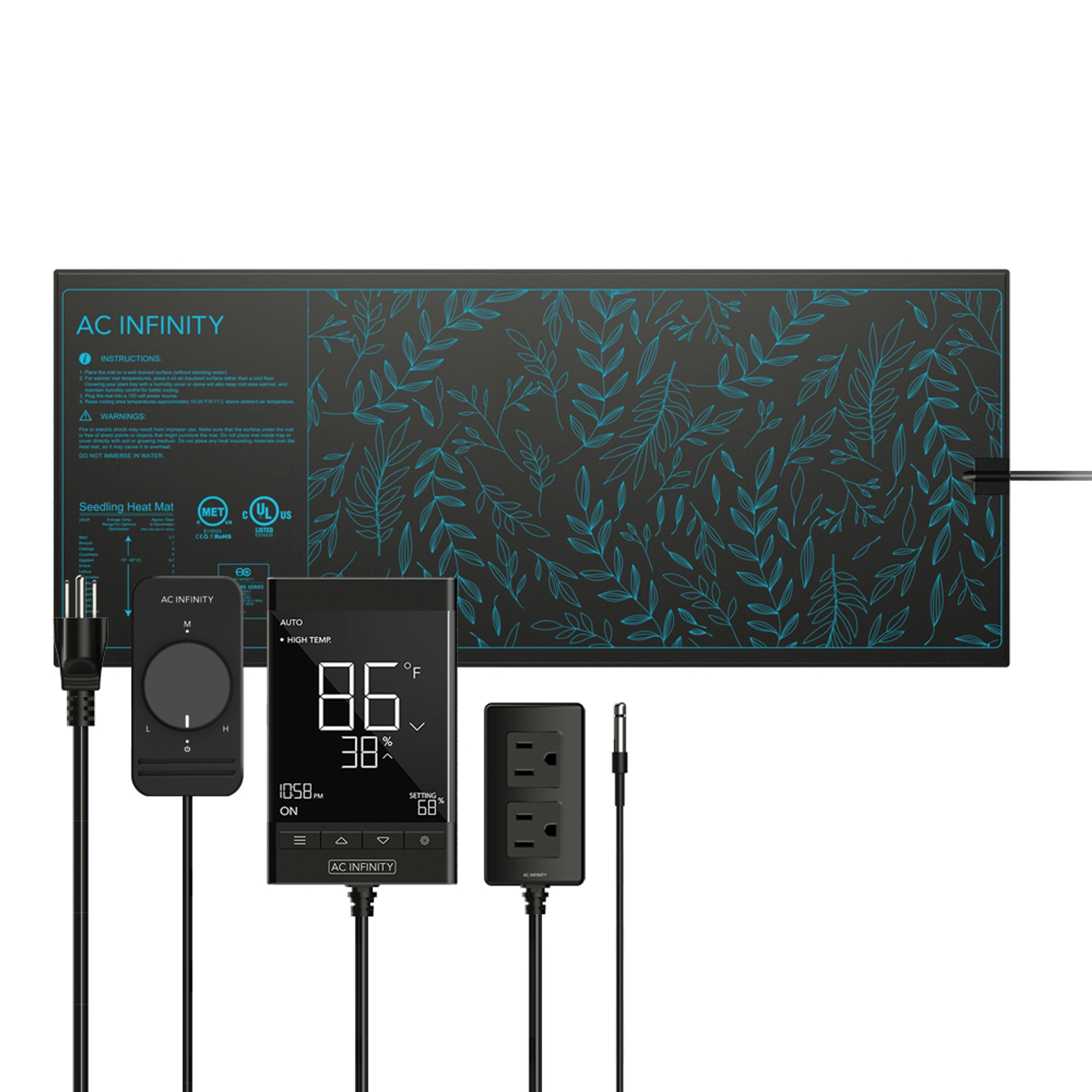 AC Infinity SUNCORE, Seedling Heat Mat, Digital Thermostat with Heat Controller