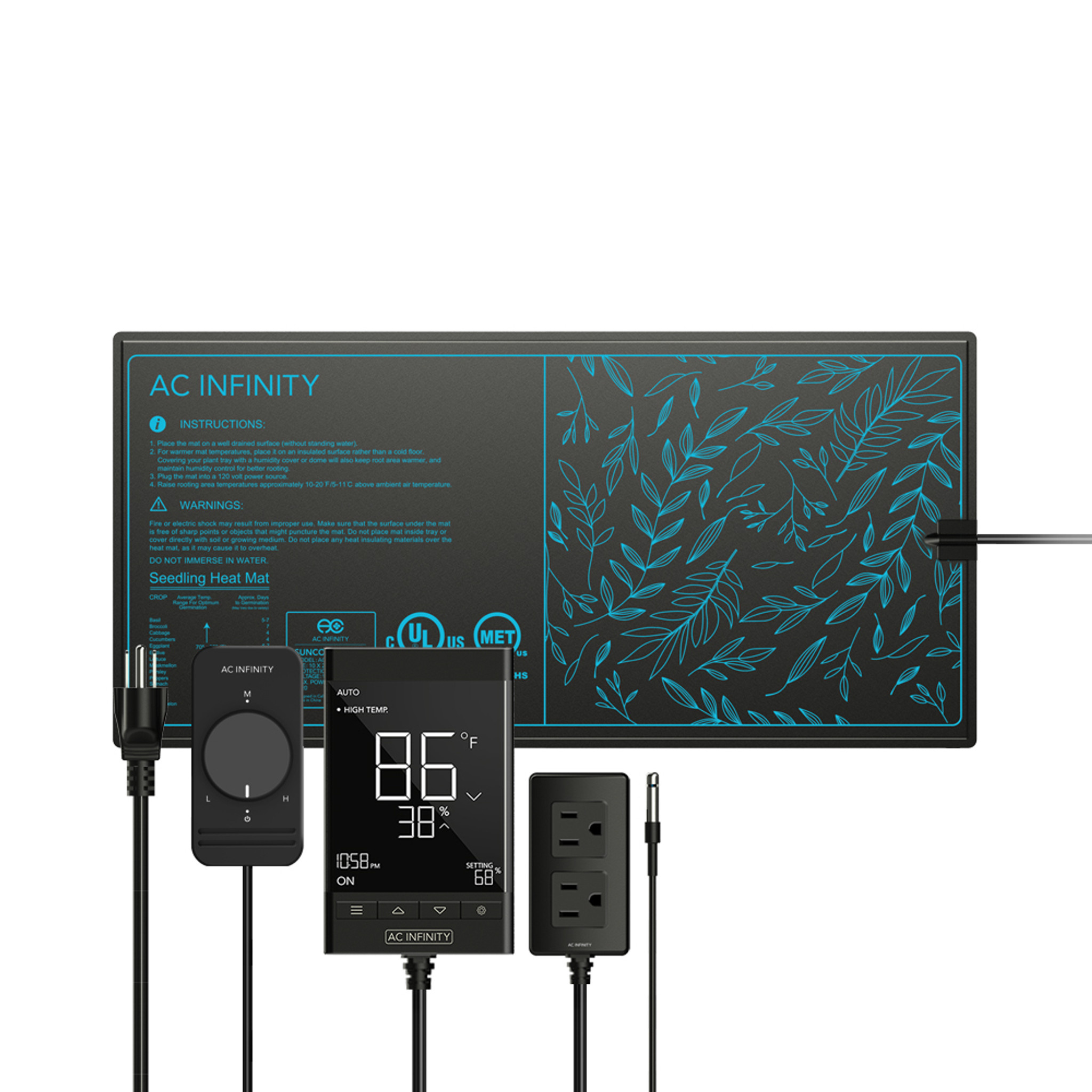AC Infinity SUNCORE, Seedling Heat Mat, Digital Thermostat with Heat Controller