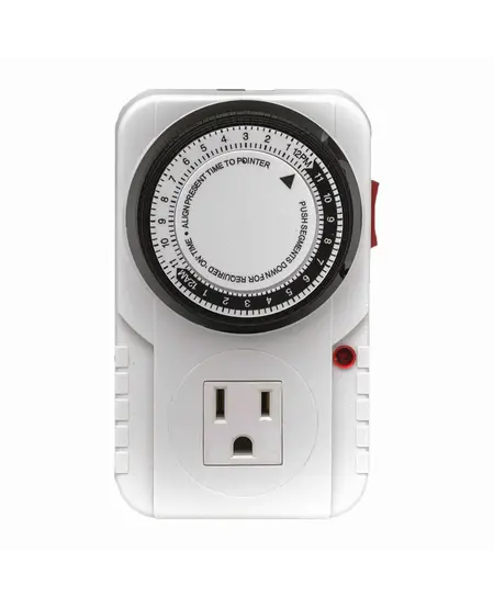 BC Grow Gear - 24 Hour Grounded Mechanical Pin Timer - One Outlet -120v