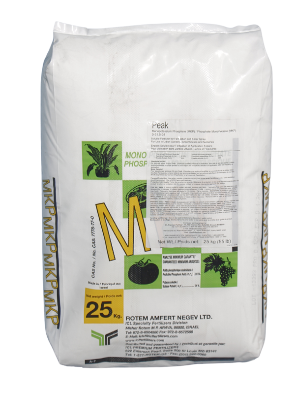 Terralink Rotem Amfert Negev - Peak - MKP - Monopotassium Phosphate 0-52-34 (Israel) 25kg