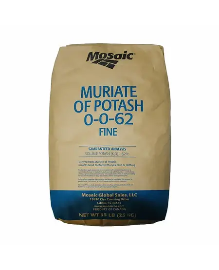 Mosiac Mosiac - Muriate of Potash MOP, 0-0-62 (Potassium Chloride) Soluble Fine Grade, Treated White - 25 KG