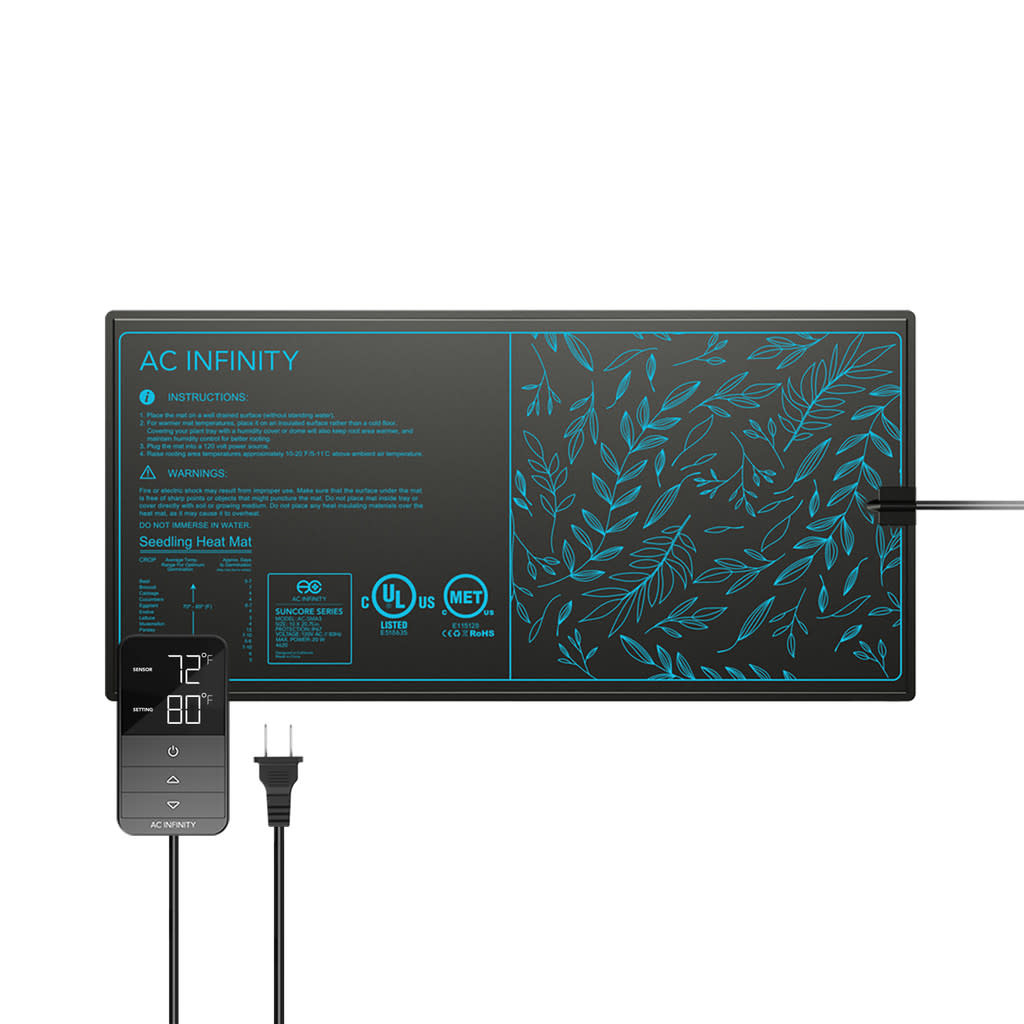 AC Infinity AC Infinity - SUNCORE, Seedling Heat Mat with Heat Controller, IP-67 Waterproof -