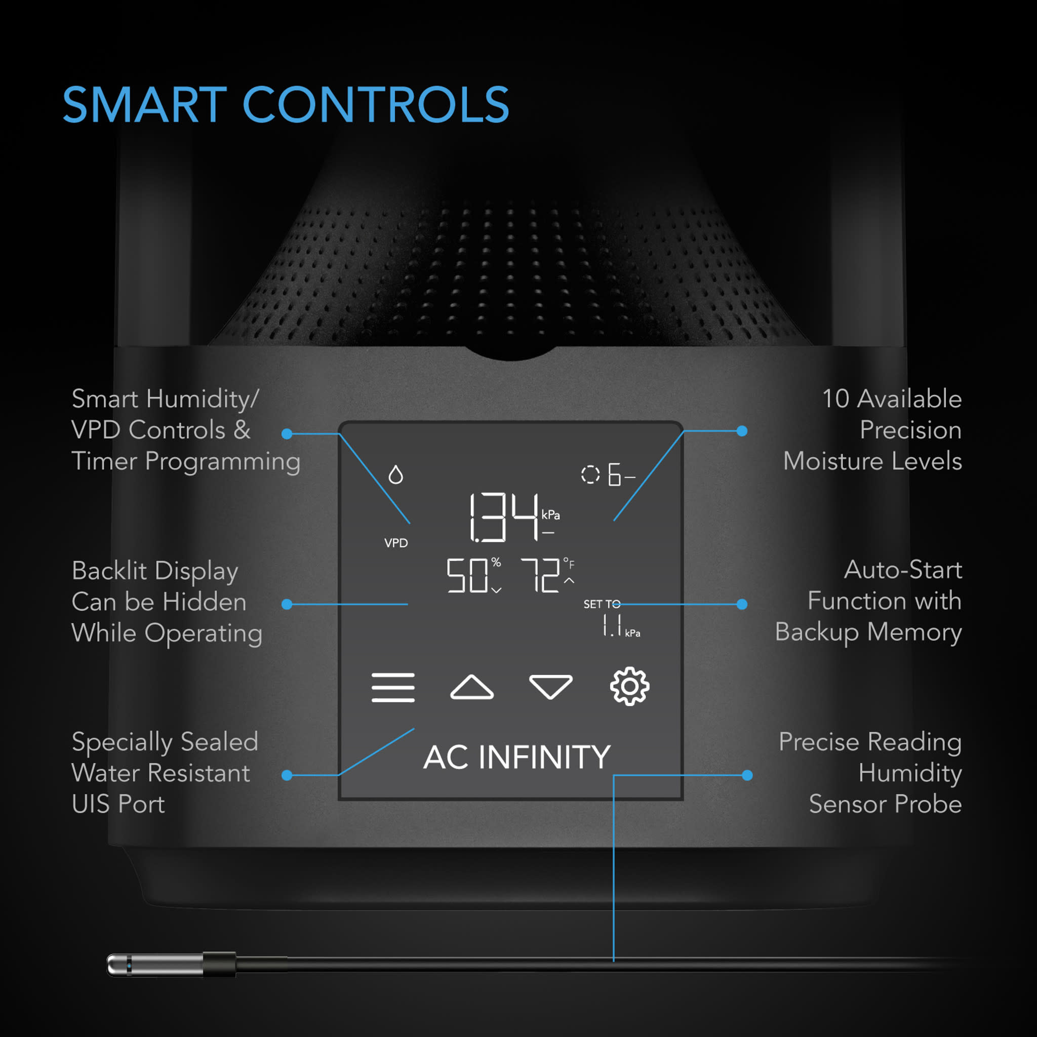 AC Infinity AC Infinity - CLOUDFORGE T3, Environmental Plant Humidifier, 4.5L, Smart Controls, Targeted Vaporizing # AC-CFT3