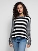 The Great The Long Sleeve Crop Tee Black Mixed Stripe
