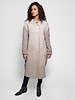 Liven Long Shearling and Wool Detachable Scarf Coat Light