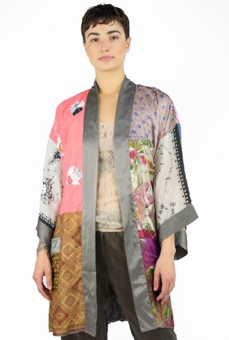 Burning Torch Vintage Scarf Kimono